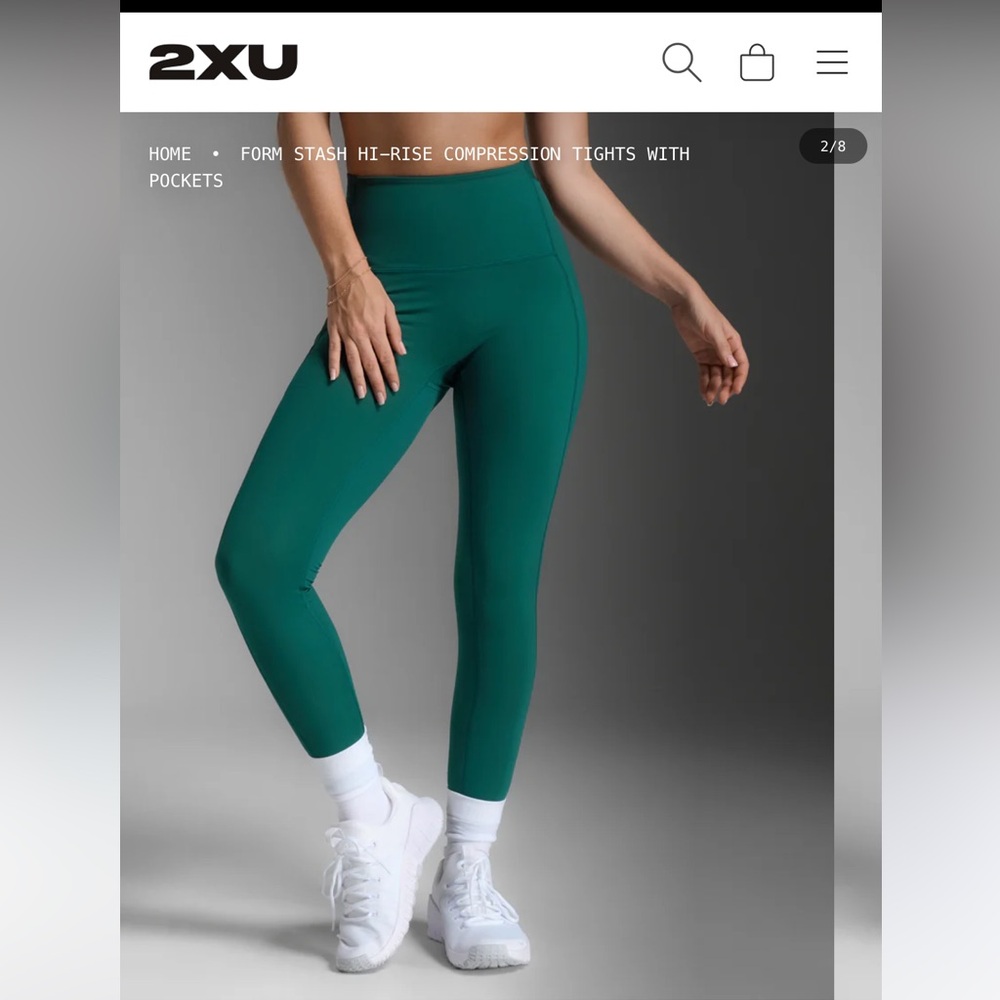 2XU FORM STASH HI-RISE COMPRESSION TIGHTS WITH POCKETS -NWT Color: Dark Moss L